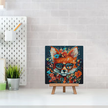Afbeelding in Gallery-weergave laden, Mini Diamond Painting 25x25 cm - Modieuze vos met bloemen