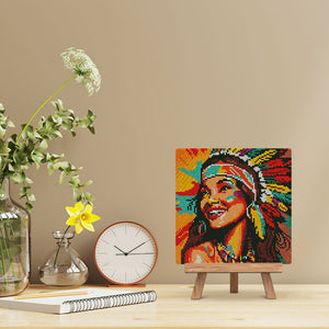 Mini Diamond Painting 25x25 cm - Inheemse Elegante Vrouw Pop Art