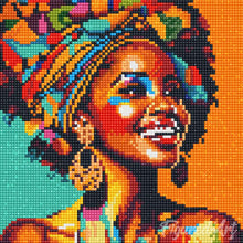Afbeelding in Gallery-weergave laden, Mini Diamond Painting 25x25 cm - Afrikaanse Koningin Pop Art