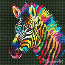 Afbeelding in Gallery-weergave laden, Mini Diamond Painting 25x25 cm - Neon Zebra