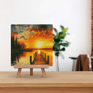 Mini Diamond Painting 25x25 cm - Gouden Meer Zonsondergang