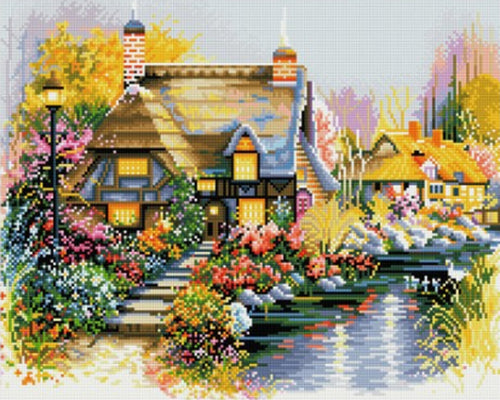 Diamond Painting - Huis aan de rand van de rivier