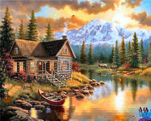 Afbeelding in Gallery-weergave laden, Diamond Painting - Berghuis bij de rivier