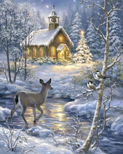 Afbeelding in Gallery-weergave laden, Diamond Painting - Eenden steken de rivier over in de winter
