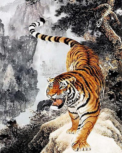 Diamond Painting - Naderende tijger