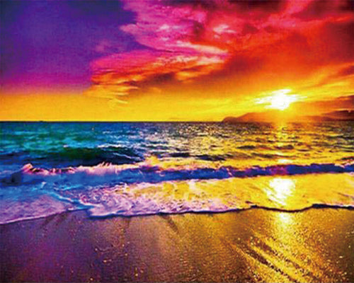 Diamond Painting - Zonsondergang aan het Strand