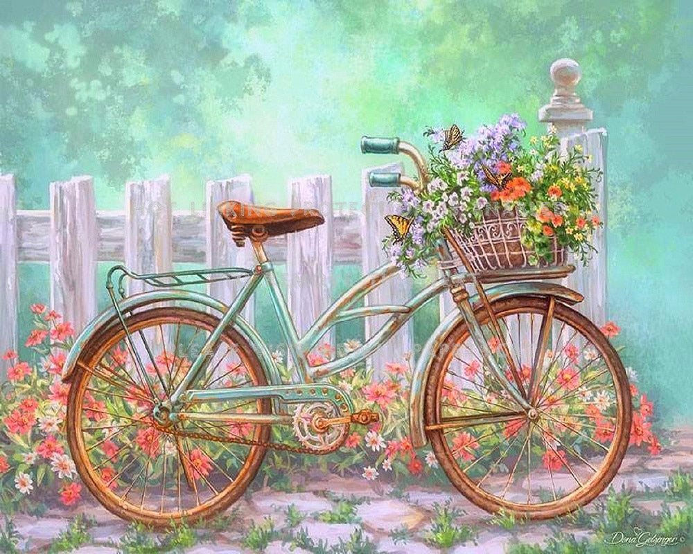 Diamond Painting - Bloemenrijke Fiets