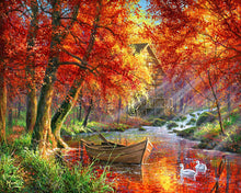 Afbeelding in Gallery-weergave laden, Schilderen op Nummer - Rivier en boot in de herfst