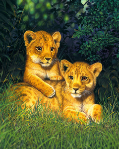 Schilderen op Nummer Leeuwenwelpen Figured'Art gevorderd nieuwkomers dieren leeuwen