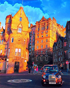 Schilderen op Nummer Edinburgh Straat Figured'Art gemiddeld nieuwkomers steden landschappen auto's en motoren