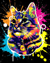 Afbeelding in Gallery-weergave laden, Schilderen op Nummer Kat Splash Pop Art Figured&#39;Art gemiddeld nieuwkomers dieren katten