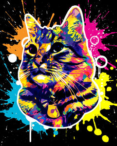 Schilderen op Nummer Kat Splash Pop Art Figured'Art gemiddeld nieuwkomers dieren katten