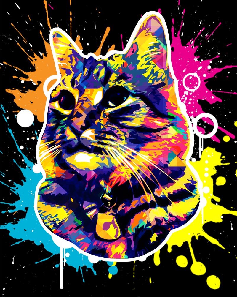 Kruissteek borduren - Kat Splash Pop Art