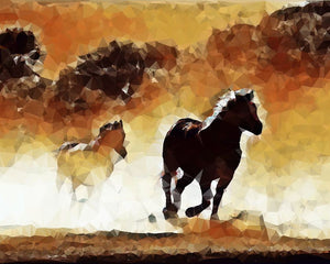 Diamond Painting - Paarden in actie 40x50cm reeds ingelijst
