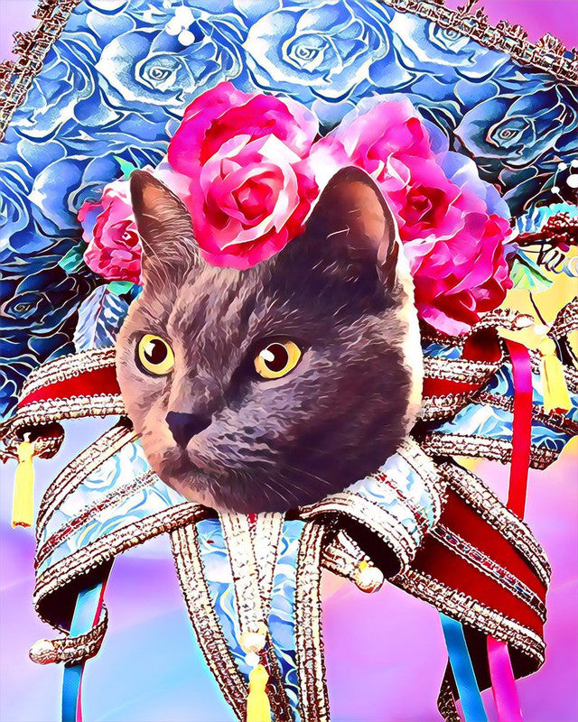 Schilderen op Nummer Kat Mardigras Figured'Art gemiddeld nieuwkomers dieren katten bloemen
