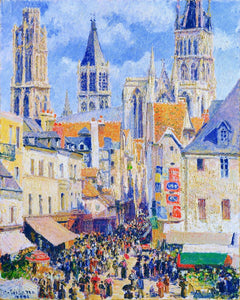 Kruissteek borduren - Straat van de kruidenier, Rouen - Camille Pissarro
