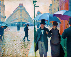 Kruissteek borduren - Straat van Parijs, regenachtig weer - Gustave Caillebotte