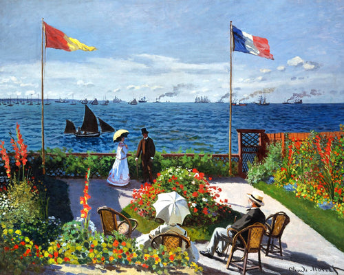 Diamond Painting - Het terras bij Sainte-Adresse - Monet 40x50cm reeds ingelijst