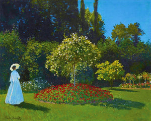 Kruissteek borduren - Dame in het wit in de tuin - Monet