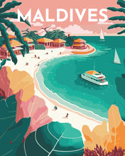 Afbeelding in Gallery-weergave laden, Schilderen op Nummer - Reisposter Maldiven
