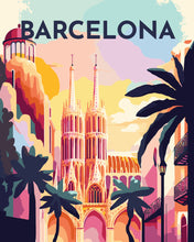 Afbeelding in Gallery-weergave laden, Schilderen op Nummer - Reisposter Barcelona