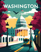Afbeelding in Gallery-weergave laden, Schilderen op Nummer - Reisposter Washington