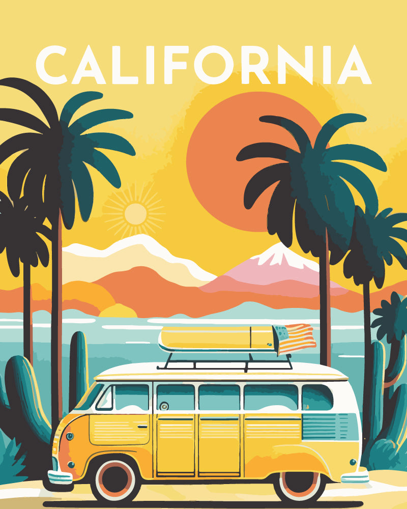 Schilderen op Nummer - Reisposter Californië
