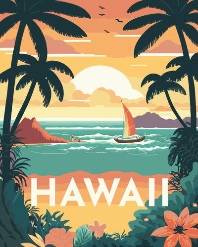 Schilderen op Nummer - Reisposter Hawaï