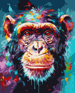 Schilderen op Nummer - Kleurrijke Abstracte Chimpansee