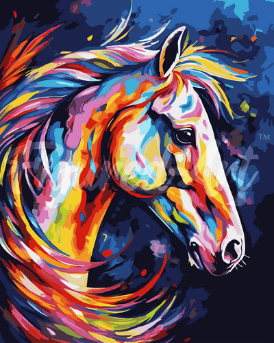 Schilderen op Nummer - Kleurrijke Abstracte Paard