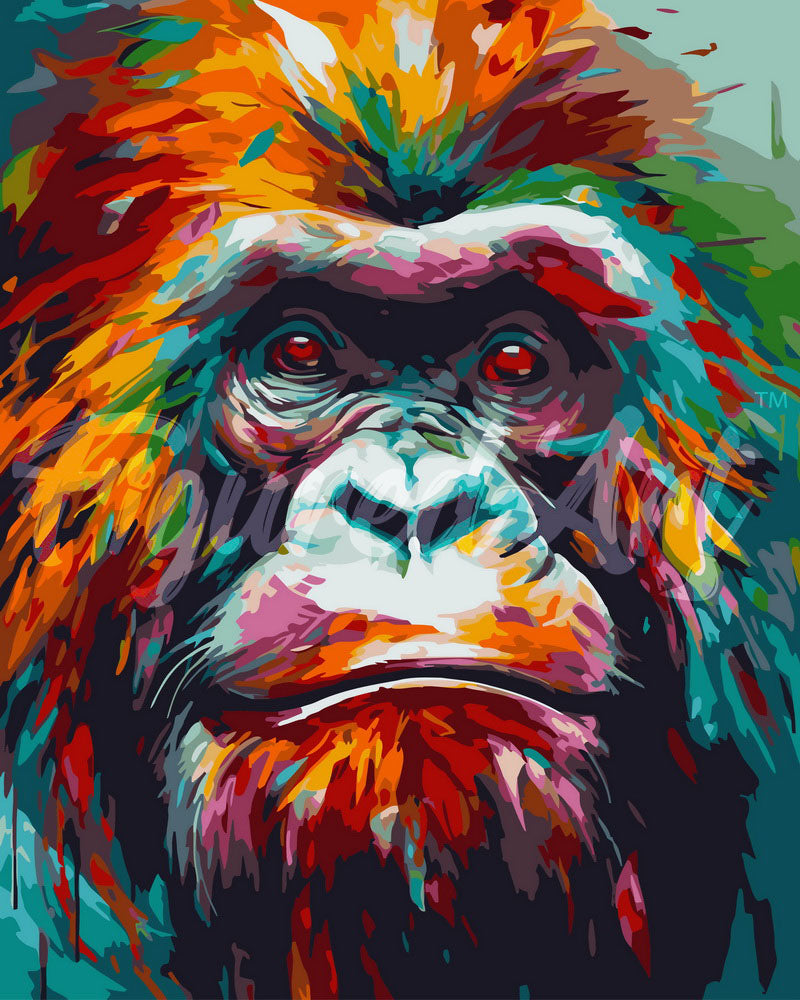 Schilderen op Nummer - Kleurrijke Abstracte Orang-oetan