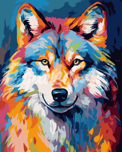 Schilderen op Nummer - Kleurrijke Abstracte Wolf