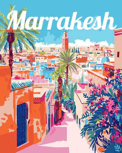 Schilderen op Nummer - Reisposter Marrakesh Marokko