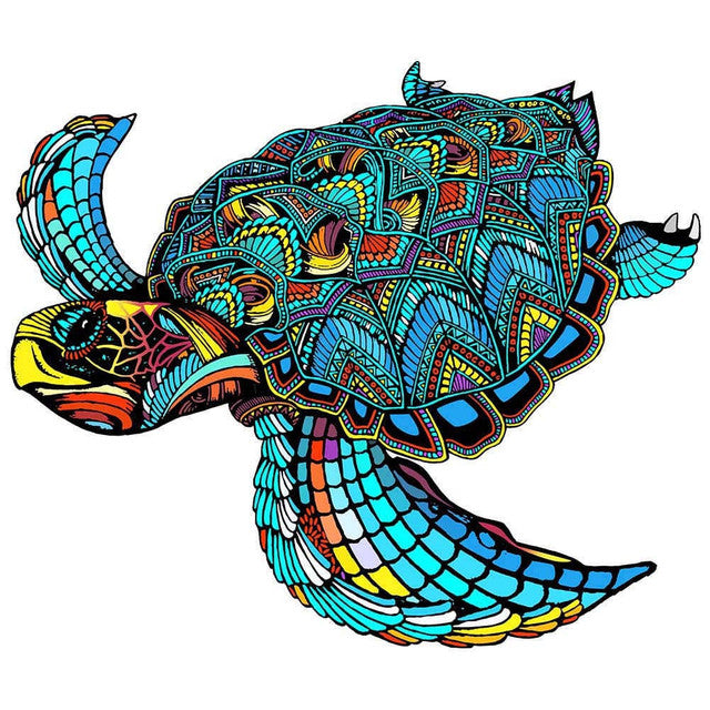 Houten Puzzel - Zomerse Zeeschildpad