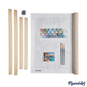 Schilderen op Nummer - Vaas met blauw-witte bloemen