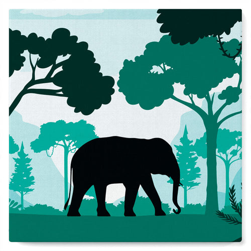 Mini Peinture par Numéros petit format 20x20cm avec cadre Eléphant dans la forêt verte