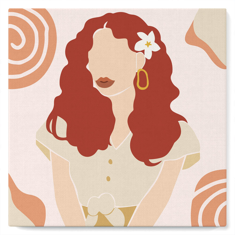 Mini Peinture par Numéros petit format 20x20cm avec cadre Femme et Fleur dans les Cheveux