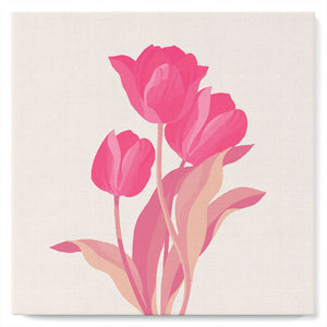 Mini Peinture par Numéros petit format 20x20cm avec cadre 3 Tulipes roses