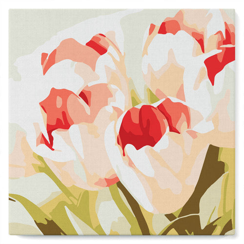 Mini Peinture par Numéros petit format 20x20cm avec cadre Eclosion de Tulipes