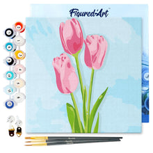 Afbeelding in Gallery-weergave laden, Mini Schilderen op Nummer met Frame - Tulpen en blauwe hemel