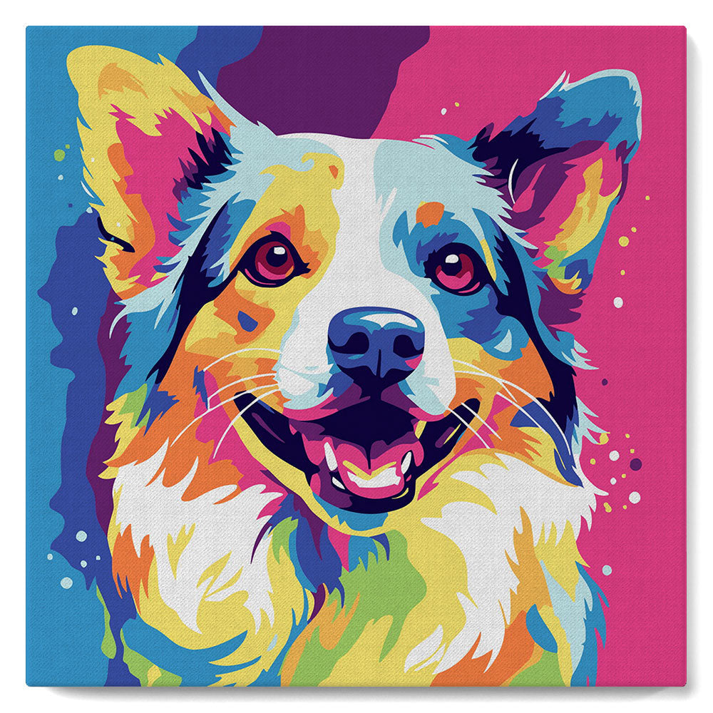 Mini Schilderen op Nummer met Frame - Honden Abstracte Pop-Art