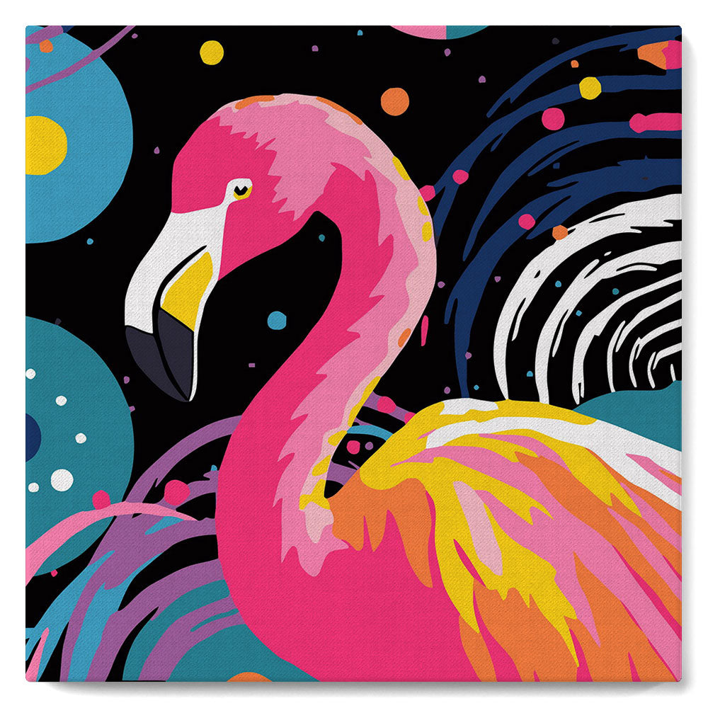 Mini Schilderen op Nummer met Frame - Flamingo Abstracte Pop-Art
