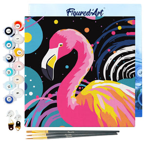 Mini Schilderen op Nummer met Frame - Flamingo Abstracte Pop-Art