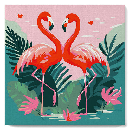 Mini Schilderen op Nummer met Frame - Tropische Flamingo's