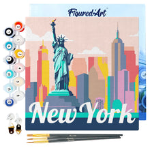 Afbeelding in Gallery-weergave laden, Mini Schilderen op Nummer met Frame - Reisposter New York Statue of Liberty