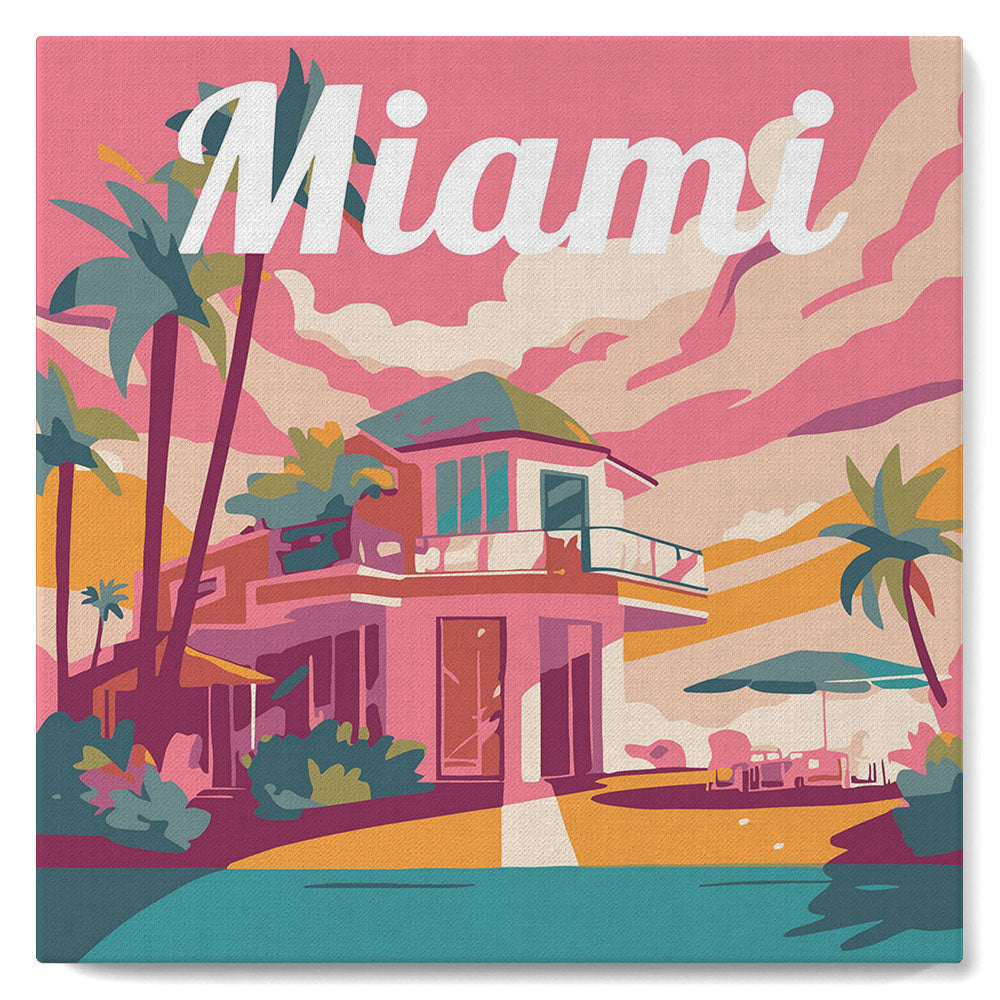 Mini Schilderen op Nummer met Frame - Reisposter Miami