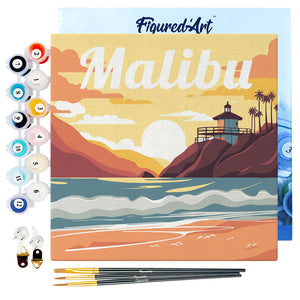 Mini Schilderen op Nummer met Frame - Reisposter Malibu