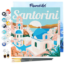 Afbeelding in Gallery-weergave laden, Mini Schilderen op Nummer met Frame - Reisposter Santorini Zonsopgang