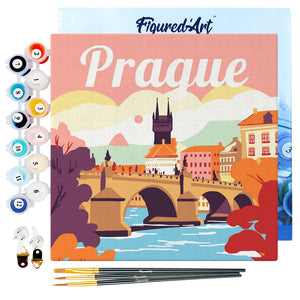 Mini Schilderen op Nummer met Frame - Reisposter Prague