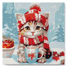 Afbeelding in Gallery-weergave laden, Mini Schilderen op Nummer met Frame - Schattige Kat met Rode Sjaal